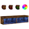 vidaXL LED-tuledega telerikapid 2 tk, suitsutatud tamm, 60x30x30 cm