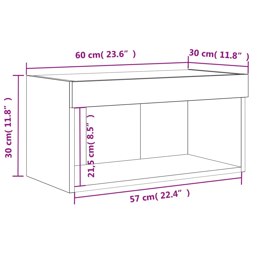 TV skříňka s LED osvětlením šedá sonoma 60 x 30 x 30 cm - obrázek 17