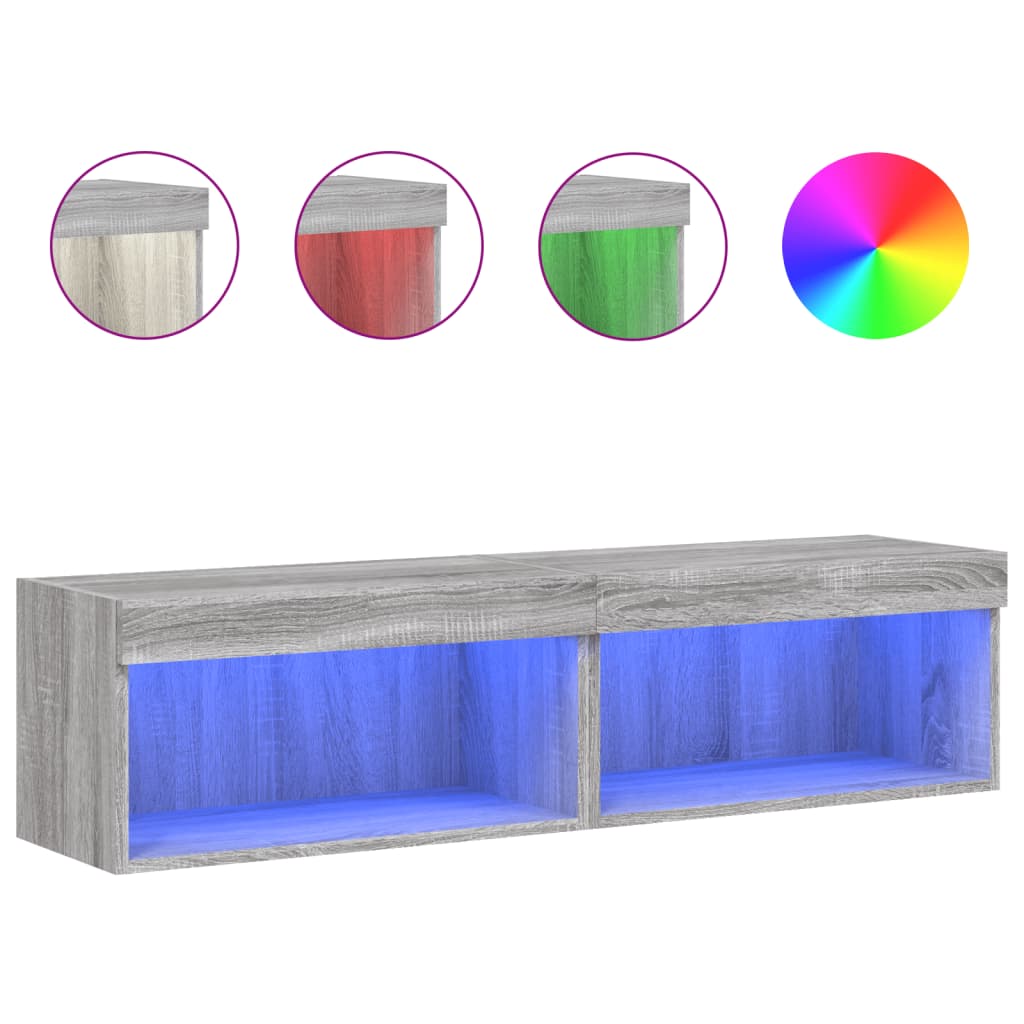 vidaXL TV skříňky s LED osvětlením 2 ks šedé sonoma 60 x 30 x 30 cm