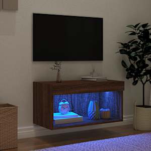 TV skříňka s LED osvětlením hnědý dub 60 x 30 x 30 cm - obrázek 3