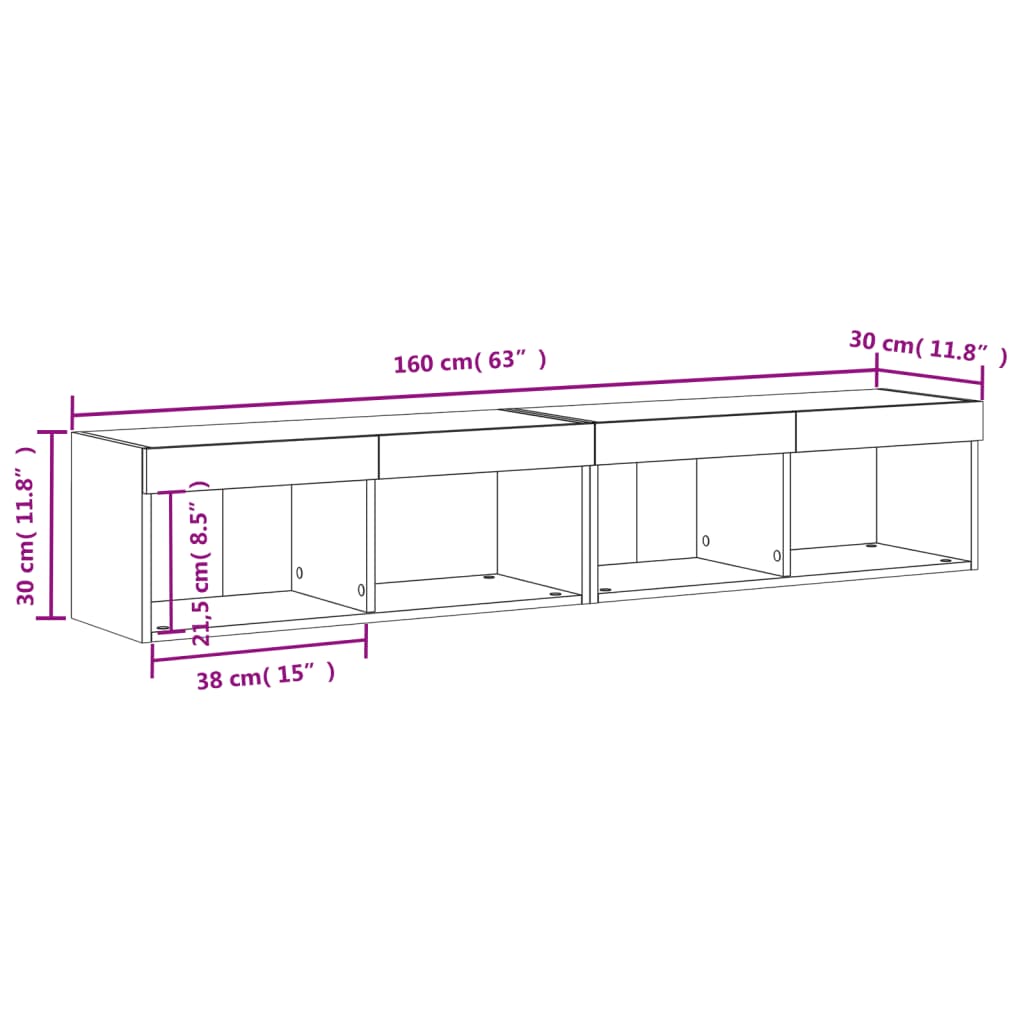 TV skříňky s LED osvětlením 2 ks bílé 80 x 30 x 30 cm - obrázek 17