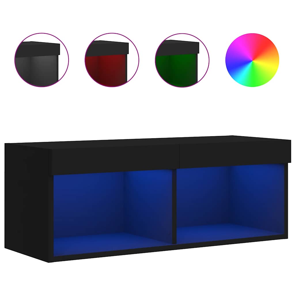 vidaXL TV skříňka s LED osvětlením černá 80 x 30 x 30 cm