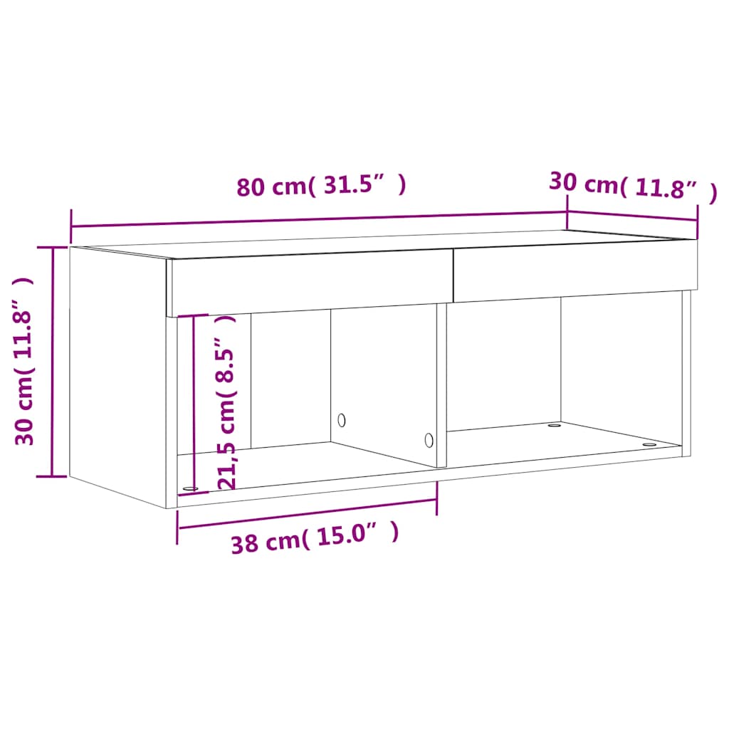 TV skříňka s LED osvětlením černá 80 x 30 x 30 cm - obrázek 17
