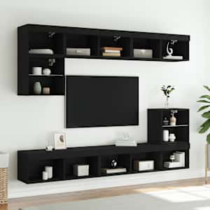 vidaXL Meubles TV avec lumi&egrave;res LED 2 pcs noir 80x30x30 cm