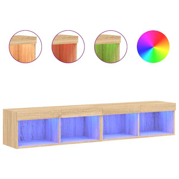 vidaXL LED-tuledega telerikapid 2 tk, Sonoma tamm, 80 x 30 x 30 cm