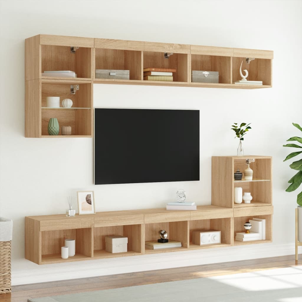 vidaXL TV-tasot LED-valoilla 2 kpl Sonoma-tammi 80x30x30 cm