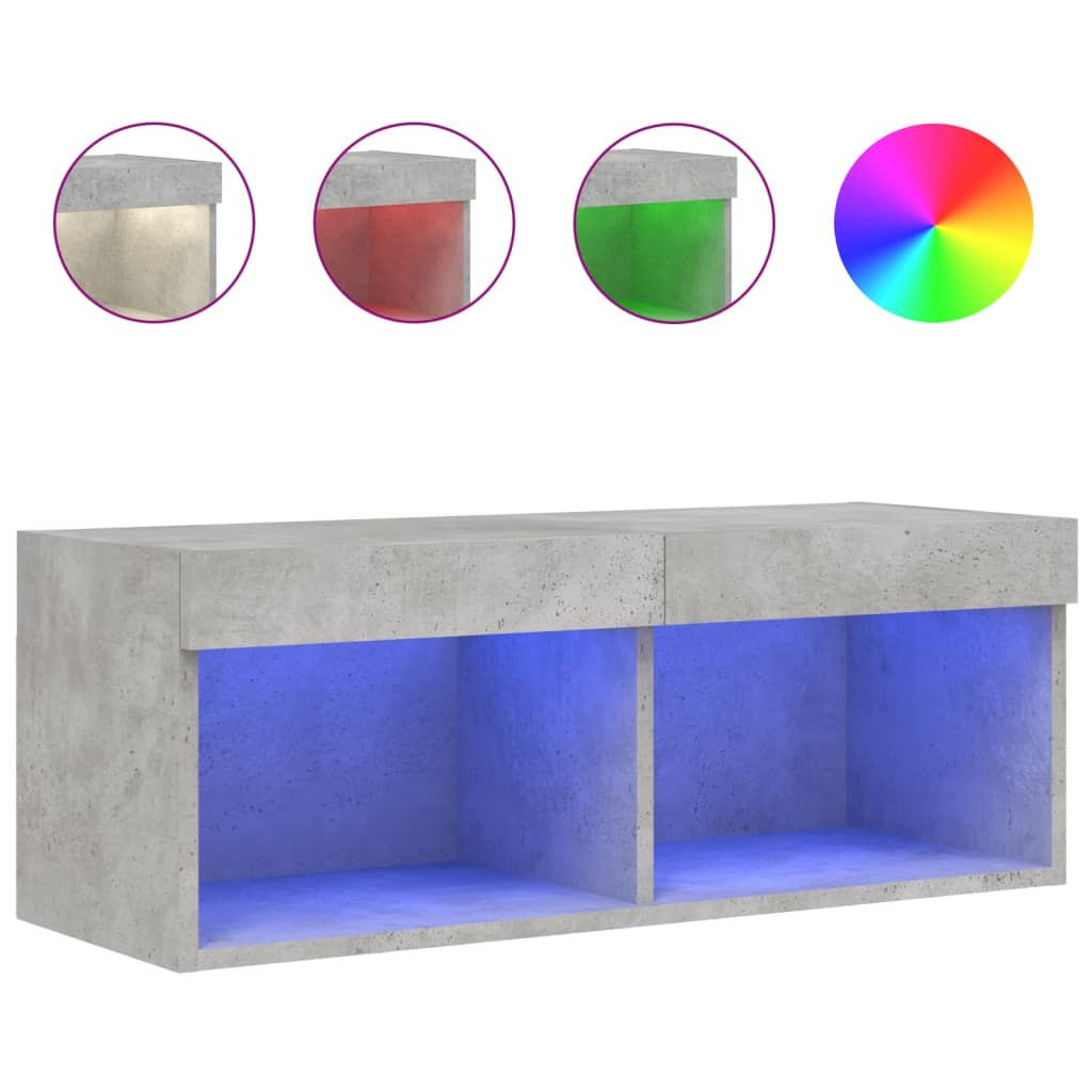 E-shop vidaXL TV skrinka s LED svetlami betónová sivá 80x30x30 cm