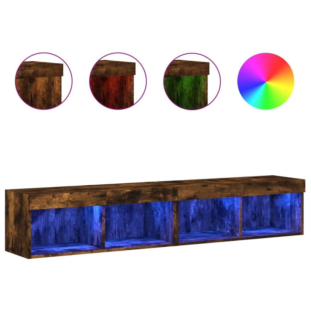 vidaXL TV skříňky s LED osvětlením 2 ks kouřový dub 80 x 30 x 30 cm