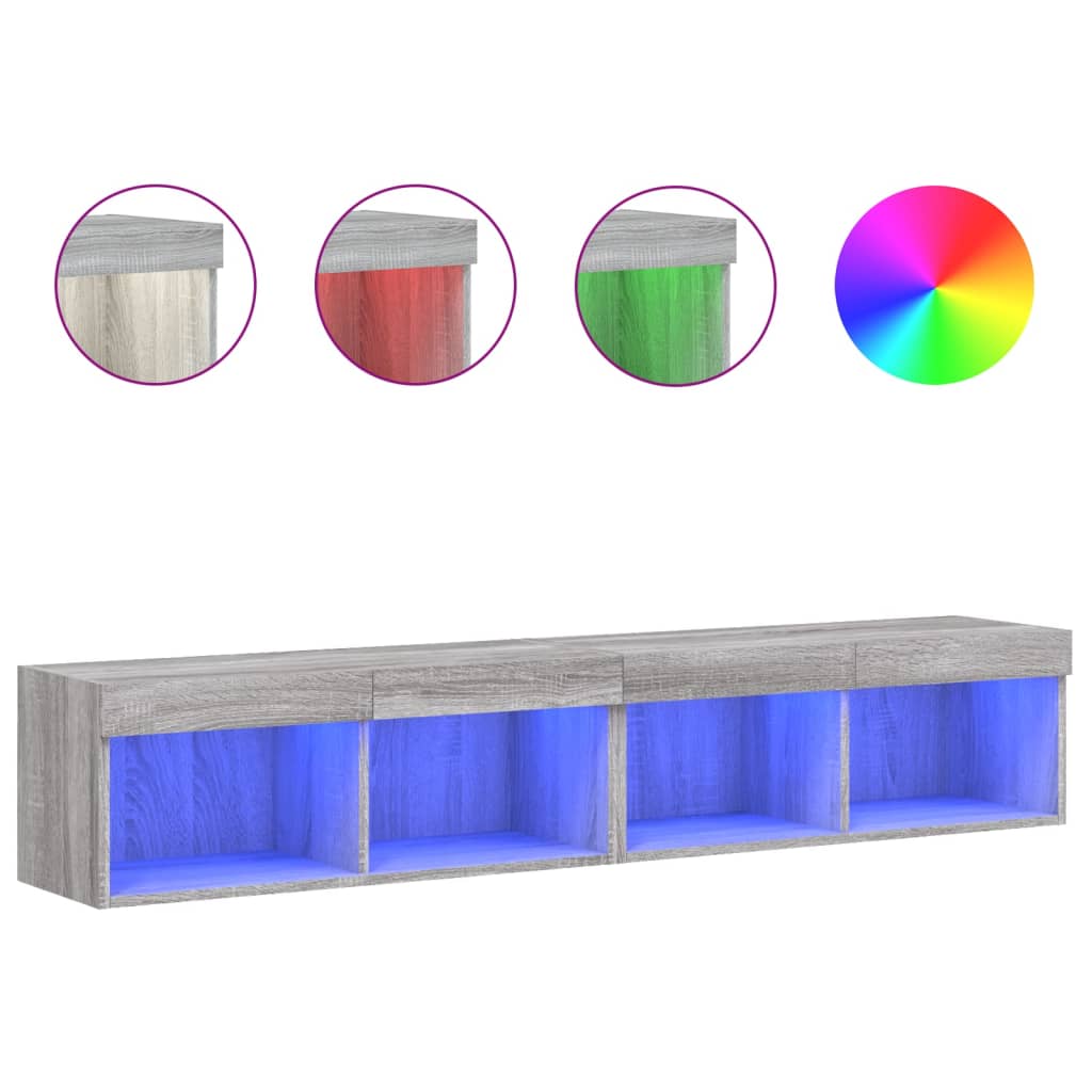 vidaXL TV skříňky s LED osvětlením 2 ks šedé sonoma 80 x 30 x 30 cm