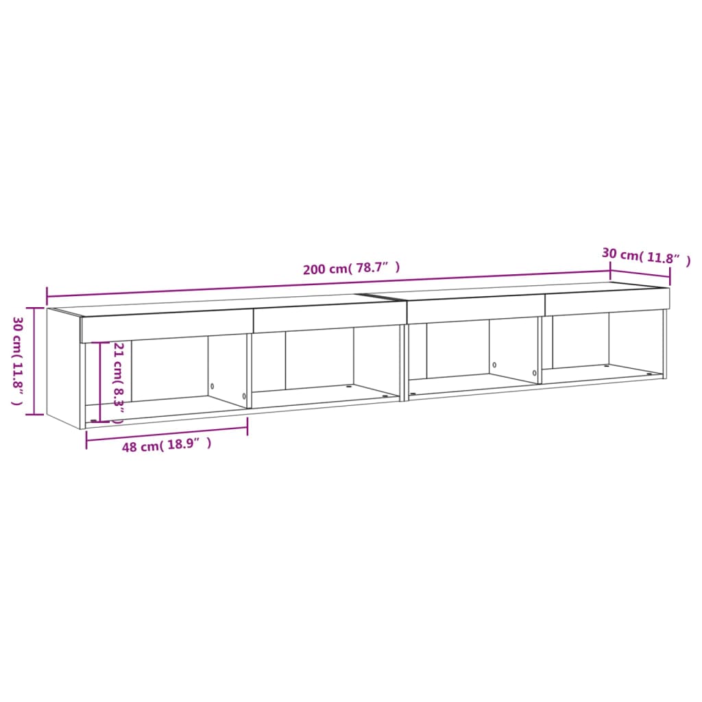 TV skříňky s LED osvětlením 2 ks bílé 100 x 30 x 30 cm - obrázek 17