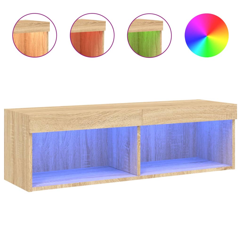 vidaXL TV skříňka s LED osvětlením dub sonoma 100 x 30 x 30 cm