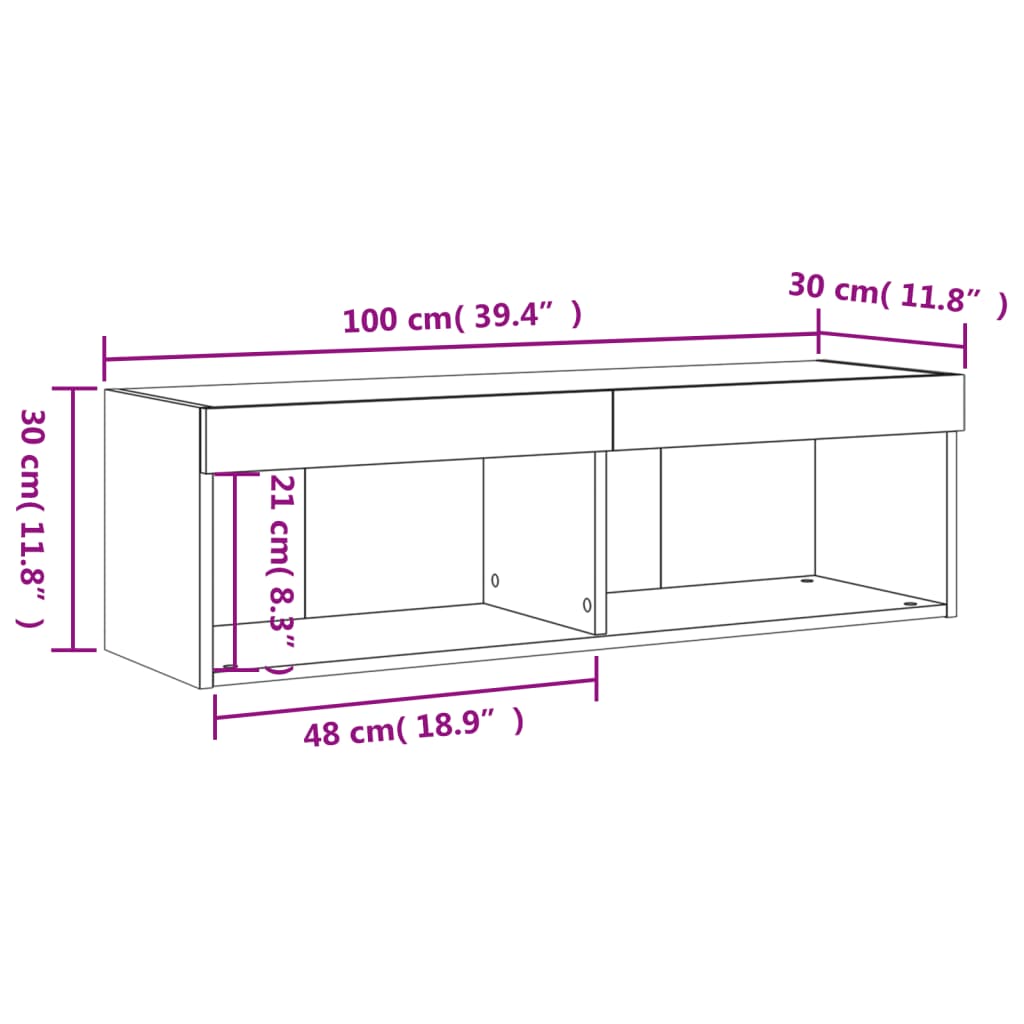TV skříňka s LED osvětlením dub sonoma 100 x 30 x 30 cm - obrázek 19