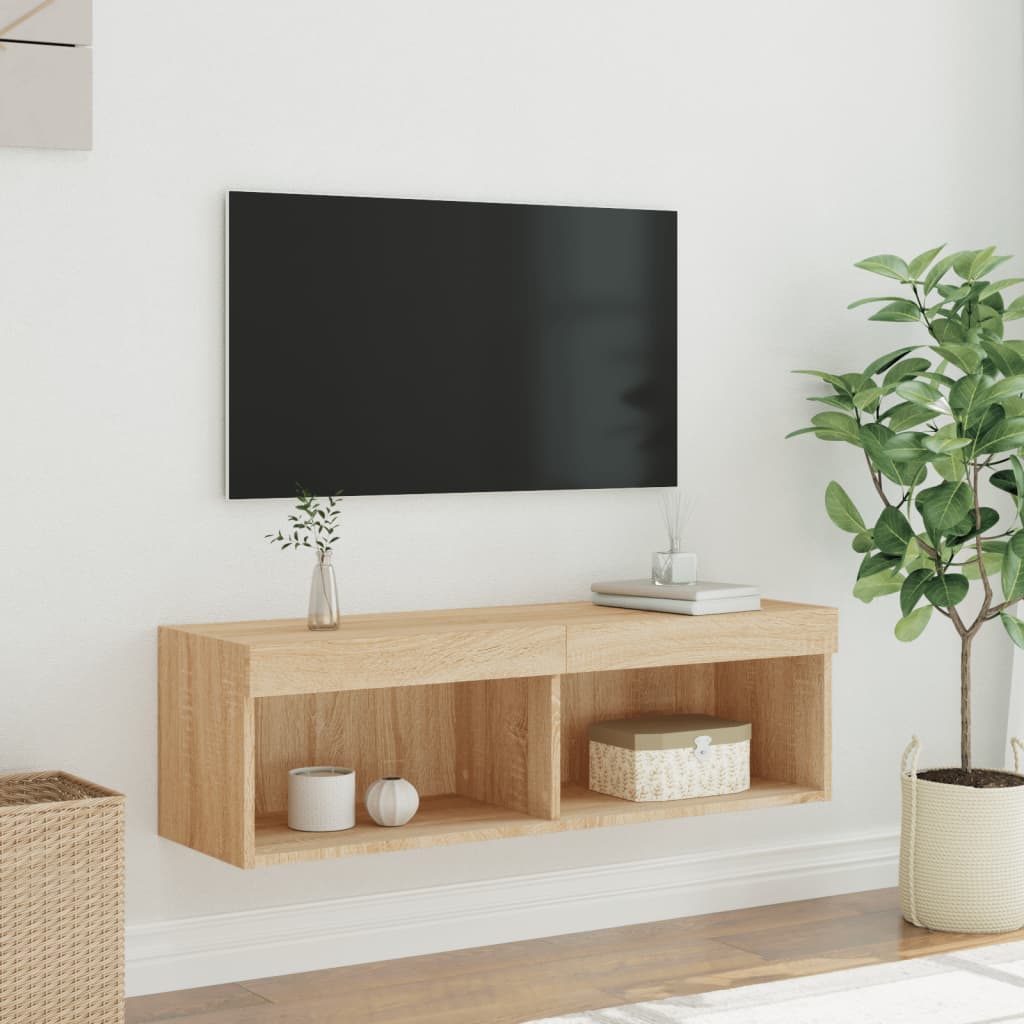 TV-Schrank mit LED-Leuchten Sonoma-Eiche 100x30x30 cm