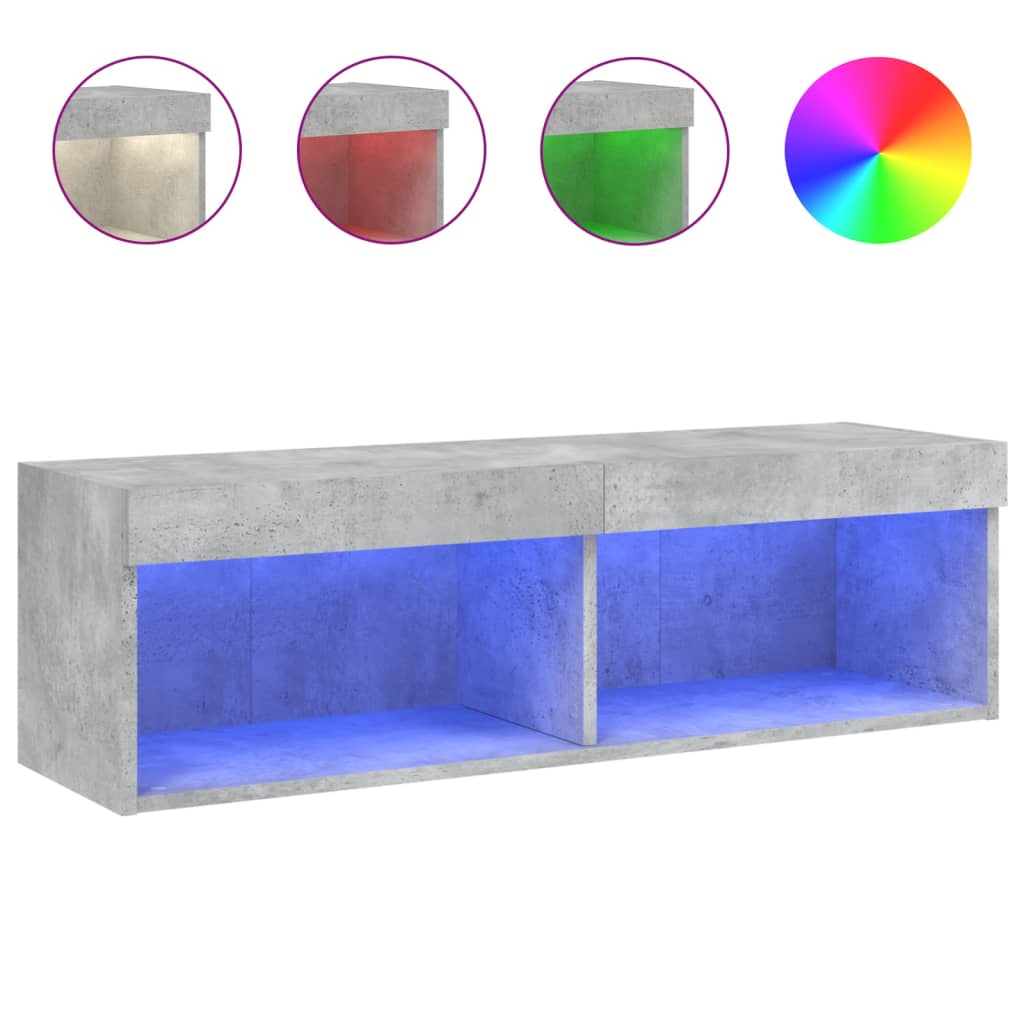 vidaXL TV skříňka s LED osvětlením betonově šedá 100 x 30 x 30 cm