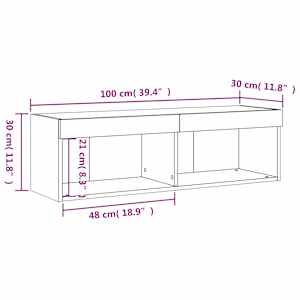 TV skříňka s LED osvětlením kouřový dub 100 x 30 x 30 cm - obrázek 19