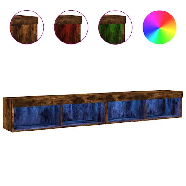 vidaXL LED-tuledega telerikapid 2 tk, suitsutatud tamm, 100x30x30 cm