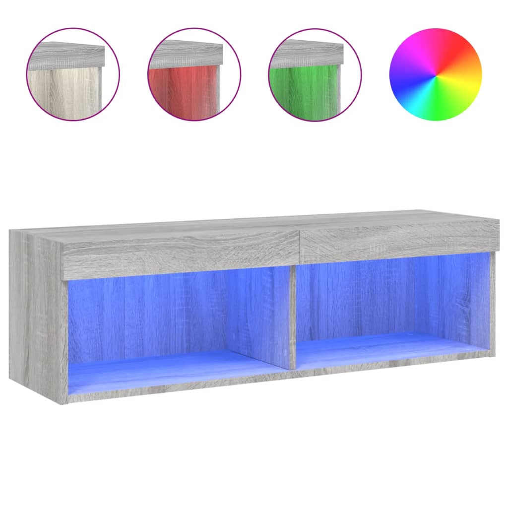 vidaXL TV skříňka s LED osvětlením šedá sonoma 100 x 30 x 30 cm