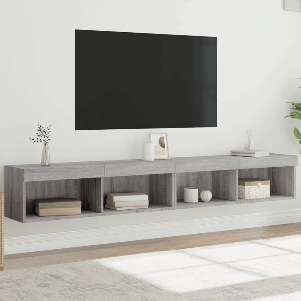 vidaXL TV-tasot LED-valoilla 2 kpl harmaa Sonoma 100x30x30 cm