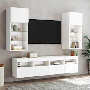 Nástěnná TV skříňka s LED osvětlením bílá 40 x 30 x 40 cm - obrázek 6