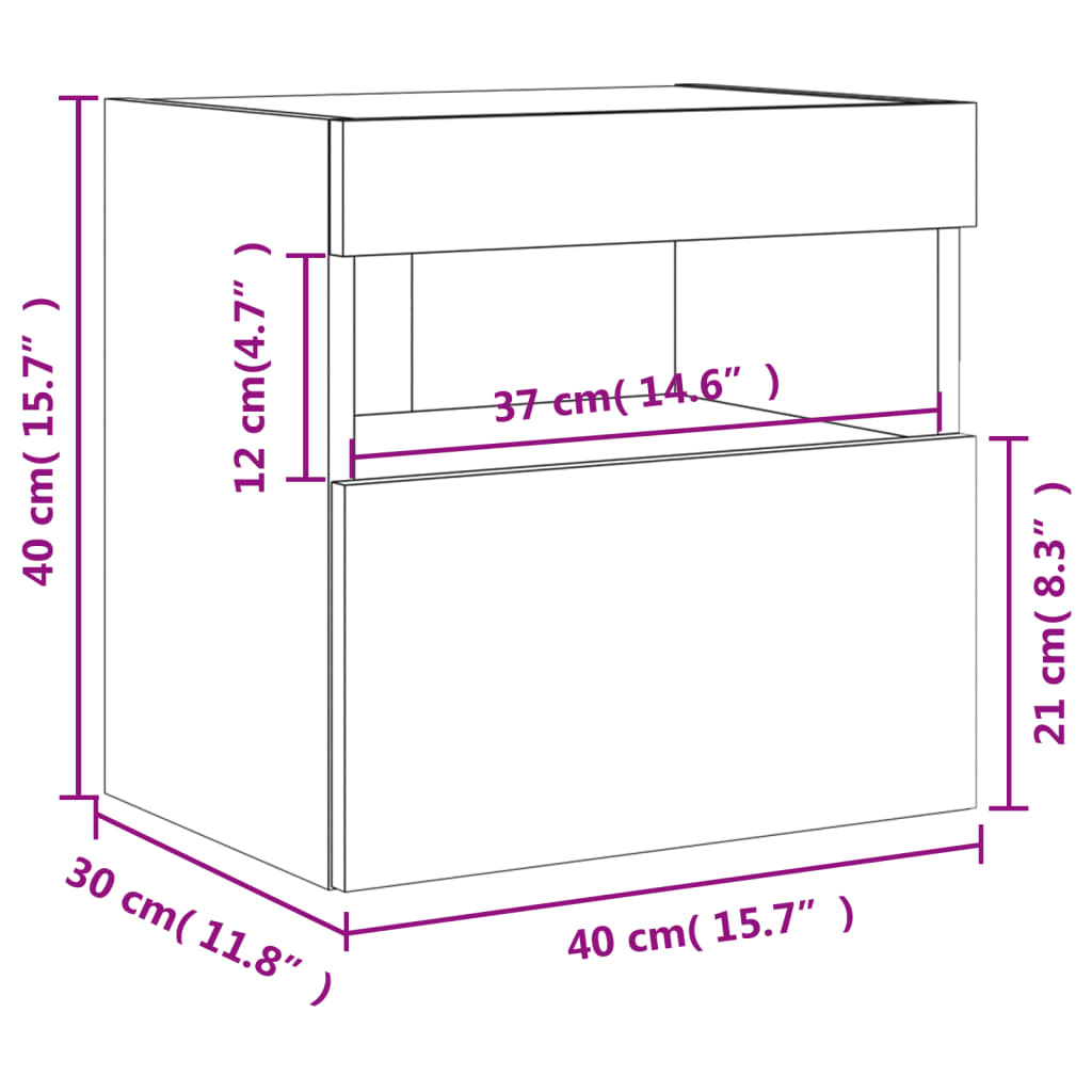 Nástěnné TV skříňky s LED osvětlením 2 ks dub sonoma 40x30x40cm - obrázek 19