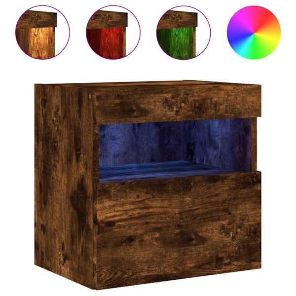 vidaXL teleri seinakapp LED-tuledega, suitsutamm, 40 x 30 x 40 cm