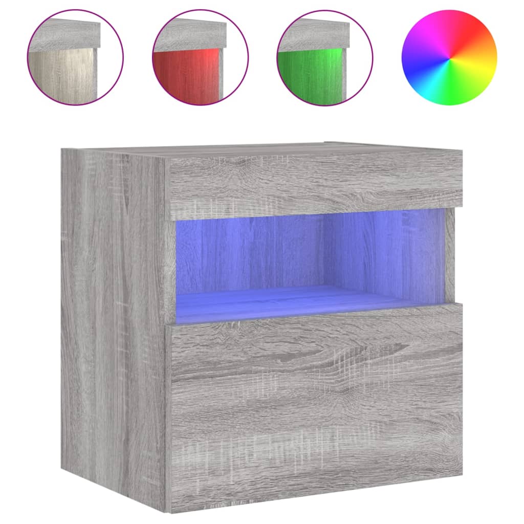 vidaXL Nástěnná TV skříňka s LED osvětlením šedá sonoma 40x30x40 cm