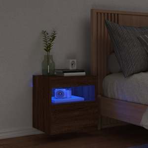 Nástěnná TV skříňka s LED osvětlením hnědý dub 40 x 30 x 40 cm - obrázek 4