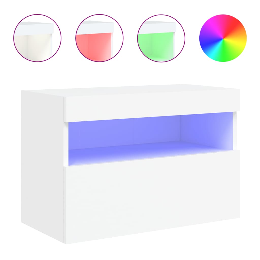 vidaXL Nástěnná TV skříňka s LED osvětlením bílá 60 x 30 x 40 cm