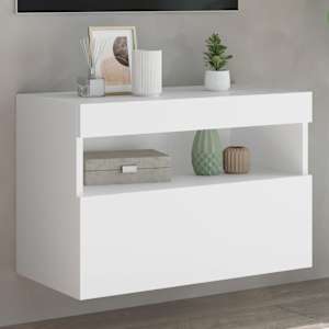 Nástěnná TV skříňka s LED osvětlením bílá 60 x 30 x 40 cm - obrázek 1