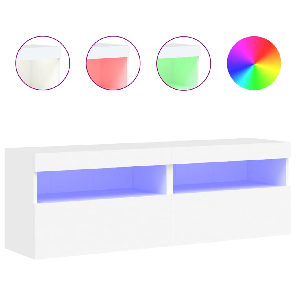 vidaXL Nástěnné TV skříňky s LED osvětlením 2 ks bílé 60 x 30 x 40 cm