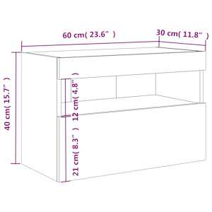 Nástěnná TV skříňka s LED osvětlením černá 60 x 30 x 40 cm - obrázek 18