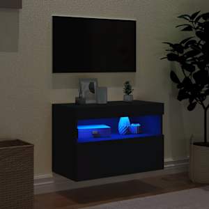 Nástěnná TV skříňka s LED osvětlením černá 60 x 30 x 40 cm - obrázek 4