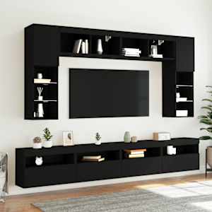 Nástěnná TV skříňka s LED osvětlením černá 60 x 30 x 40 cm - obrázek 6