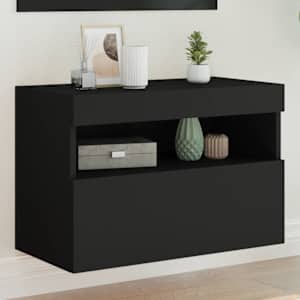 Nástěnná TV skříňka s LED osvětlením černá 60 x 30 x 40 cm - obrázek 1
