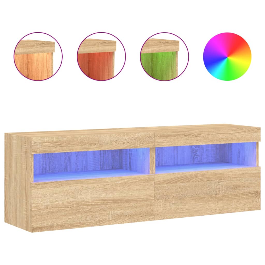 vidaXL Nástěnné TV skříňky s LED osvětlením 2 ks dub sonoma 60x30x40cm