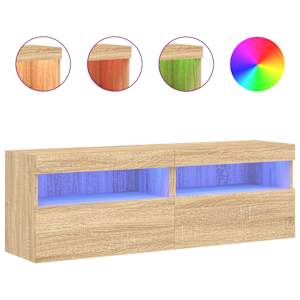 Nástěnné TV skříňky s LED osvětlením 2 ks dub sonoma 60x30x40cm - obrázek 2