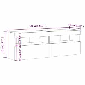 Nástěnné TV skříňky s LED osvětlením 2 ks dub sonoma 60x30x40cm - obrázek 18
