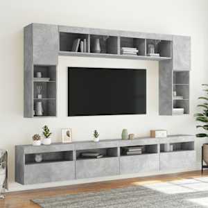 Nástěnné TV skříňky s LED 2 ks betonově šedé 60 x 30 x 40 cm - obrázek 6