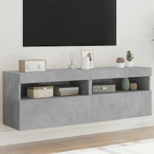 Nástěnné TV skříňky s LED 2 ks betonově šedé 60 x 30 x 40 cm - obrázek 1