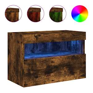 Nástěnná TV skříňka s LED osvětlením kouřový dub 60x30x40 cm - obrázek 2