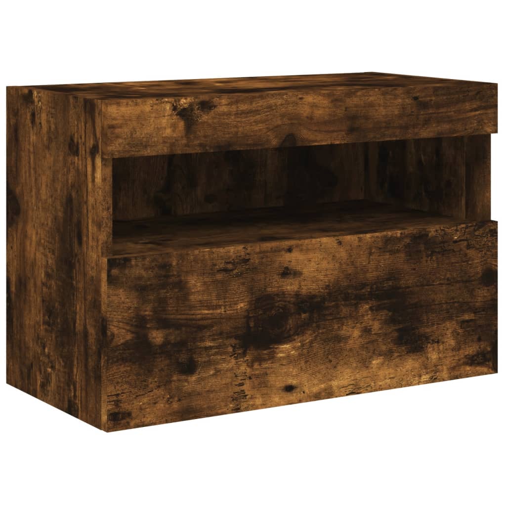 vidaXL Tv-wandmeubel met LED-verlichting 60x30x40 cm gerookt eiken afbeelding