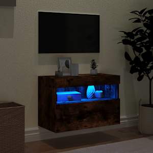 Nástěnná TV skříňka s LED osvětlením kouřový dub 60x30x40 cm - obrázek 4