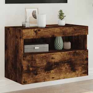 Stenska TV omarica z LED lučkami dimljeni hrast 60x30x40 cm