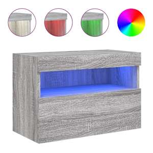 Nástěnná TV skříňka s LED osvětlením šedá sonoma 60x30x40 cm - obrázek 2