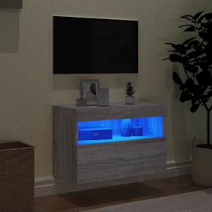 Nástěnná TV skříňka s LED osvětlením šedá sonoma 60x30x40 cm - obrázek 4