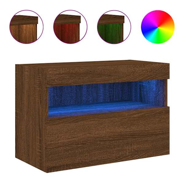 vidaXL teleri seinakapp LED-tuledega, pruun tamm, 60 x 30 x 40 cm