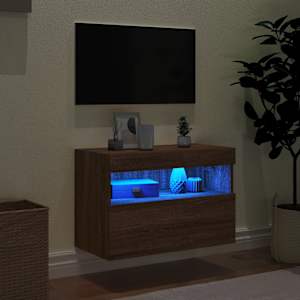 Nástěnná TV skříňka s LED osvětlením hnědý dub 60 x 30 x 40 cm - obrázek 4