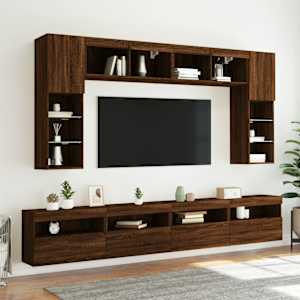 Nástěnná TV skříňka s LED osvětlením hnědý dub 60 x 30 x 40 cm - obrázek 6