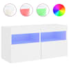 vidaXL teleri seinakapp LED-tuledega, valge, 80 x 30 x 40 cm