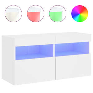Nástěnná TV skříňka s LED osvětlením bílá 80 x 30 x 40 cm - obrázek 2